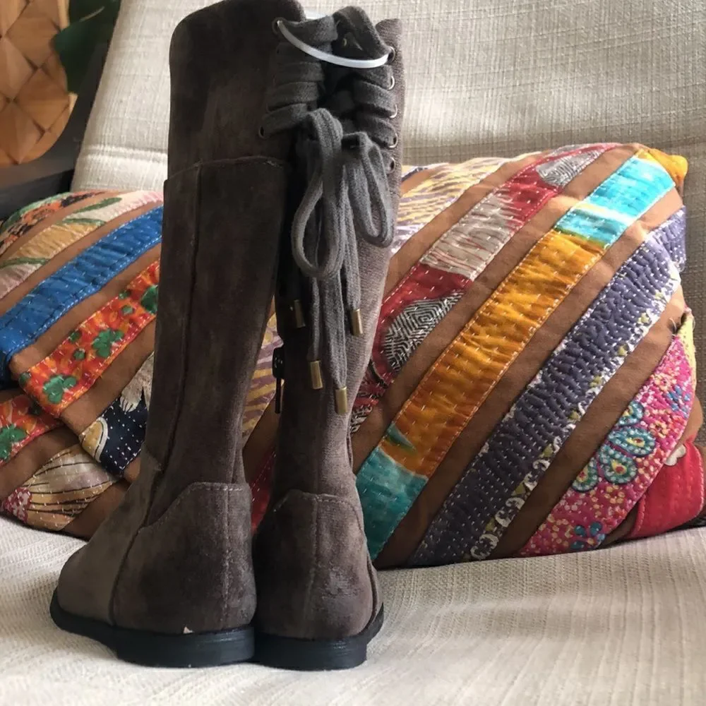 Joyfolie Chantal in Stone Faux Suede Toddler Boots